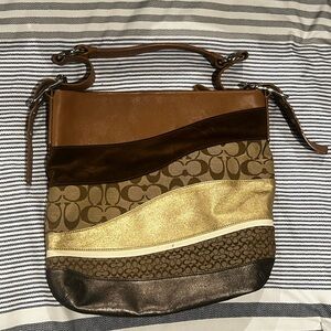 Coach Patchwork Mixed Texture Shoulder Bag